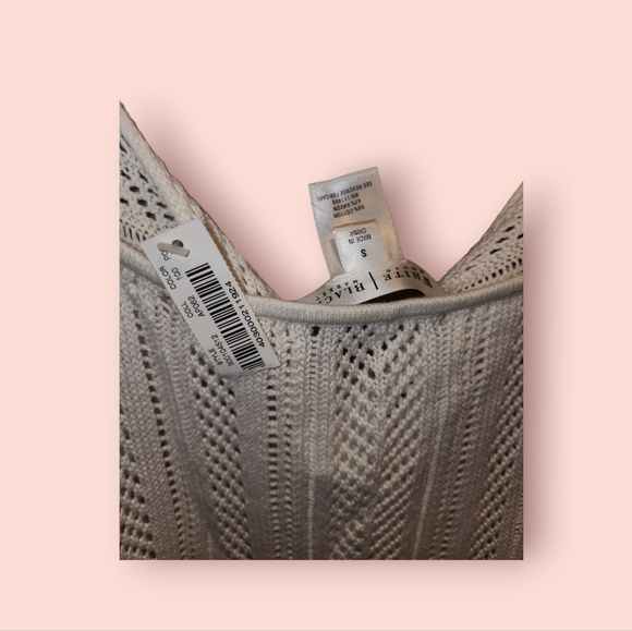 White House Black Market Crocheted Sequin Sleeveless Top Kint Champagne WHBM S - Picture 3 of 3